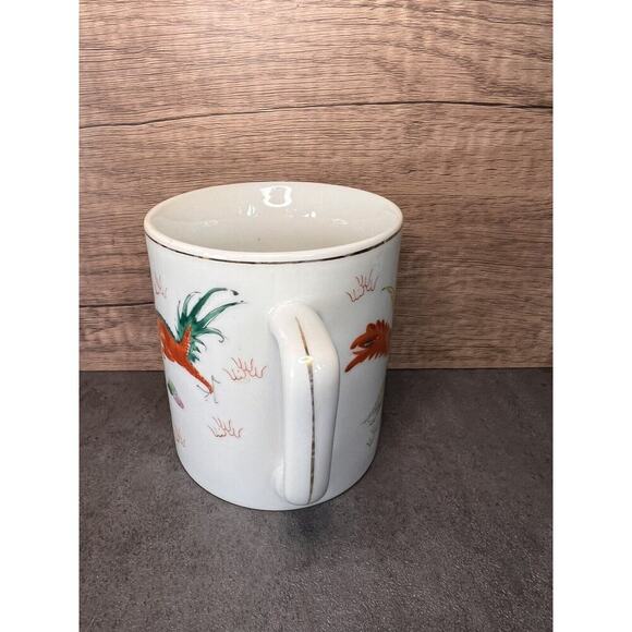 Vintage Porcelain Chinese Dragon Phoenix Mug 4” Tall Gold Rim - Picture 2 of 10